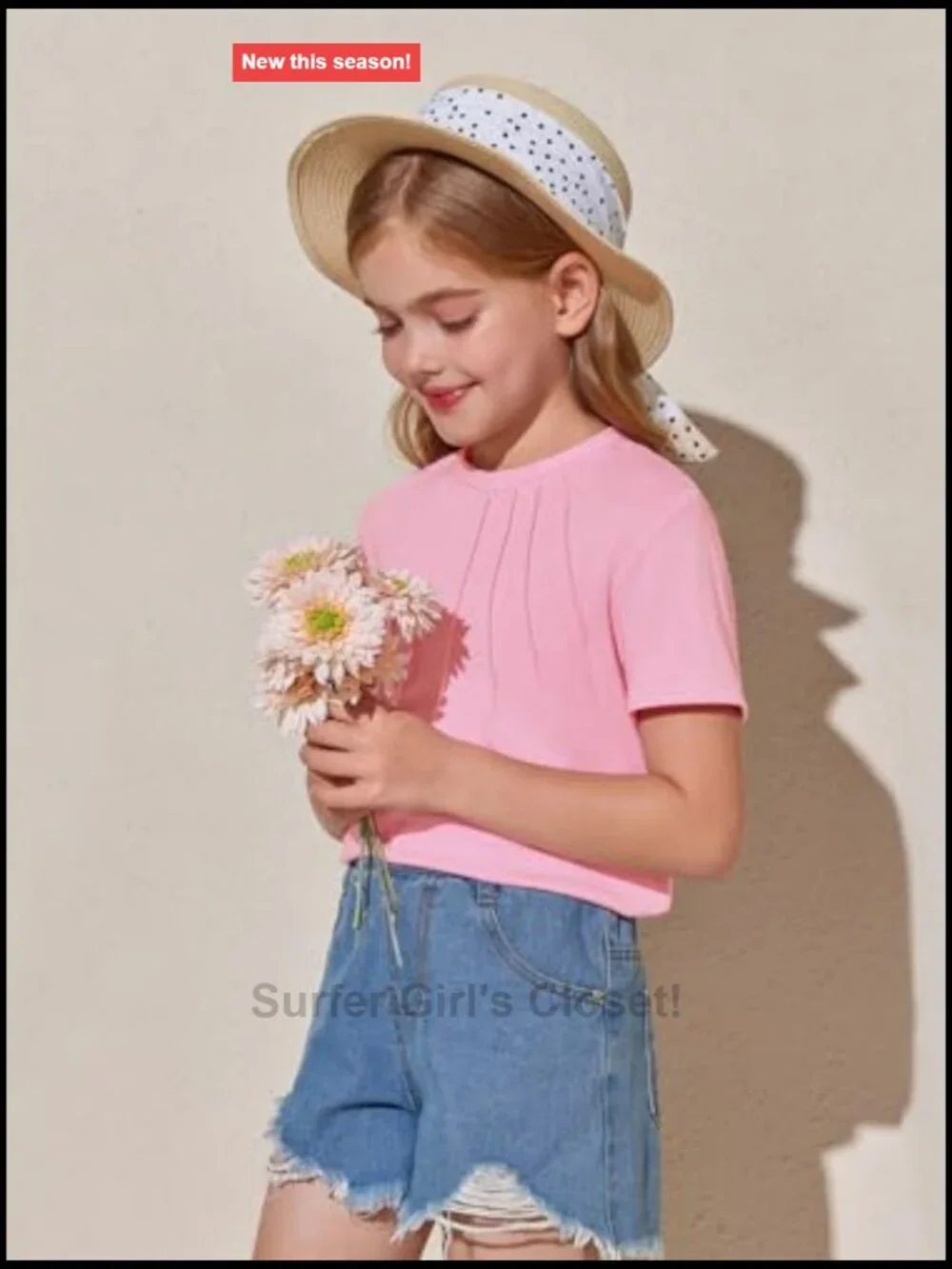 Girls Pleated T Shirt Summer Short Sleeve Tee Casual Top